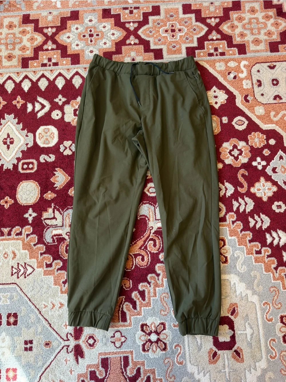 Men's Olive Green nylon Drawstring Jogger Pants